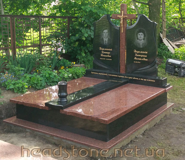 Виготовлення гранітних подвійних пам’ятників,подвійний пам’ятник з габро,подвійний пам’ятник на двох з граніту,памятник з граніту подвійний,пам’ятники гранітні