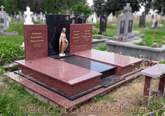 Пам’ятник з граніту виготовлення Львів Елітний подвійний,Проект пам’ятника на могилу, Бронзовий хрест на пам’ятник надгробний, Скульптура на пам’ятник з граніту
