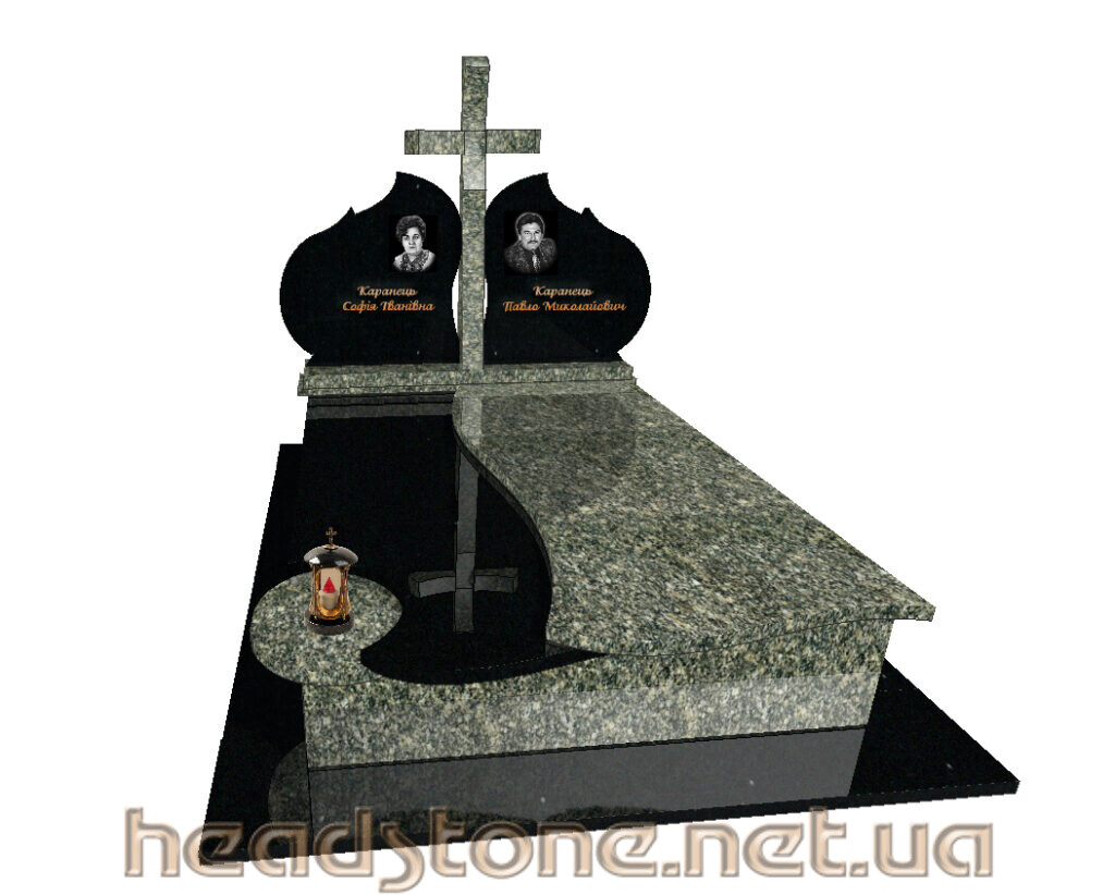 Купити від виробника памятник з граніту подвійний 3Dмодель памятника Бронзова фурнітура для пам’ятника Хрест бронзовий на памятник Накладні букви на памятник
