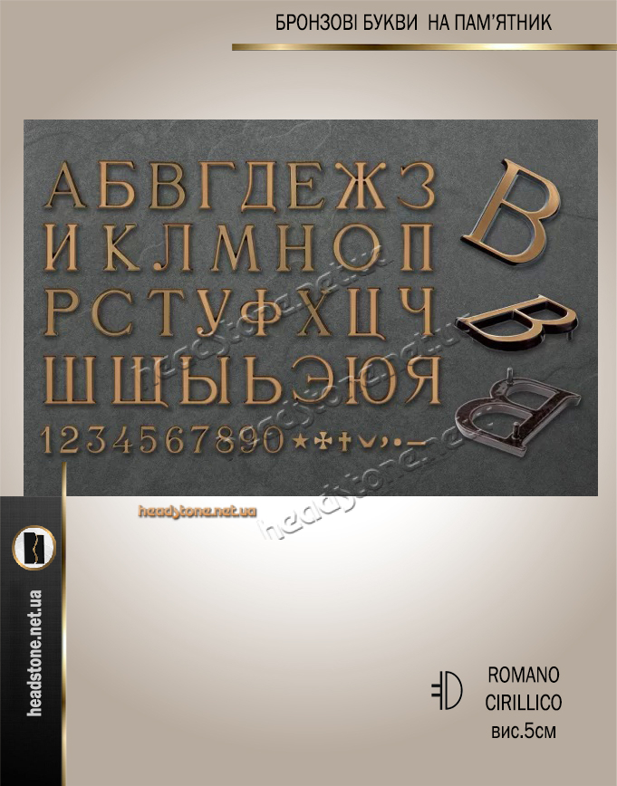 Накладні літери на памятник,Бронзові букви на памятник,Літери та цифри на памятника,писані накладні букви на памятник,декор на памятник,Бронзові букви памятник